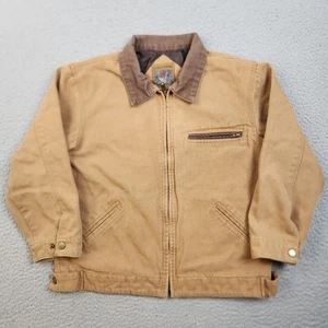 Vintage Detroit Style Jacket Boys 7T Workwear Quilted Lined Canvas Coat Corduroy - Picture 1 of 9