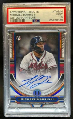 2023 Topps Tribute Michael Harris II Auto RC Blue Rookie #/150 Braves PSA 9 - Image 1 of 2