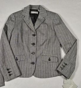 Liz Claiborne Blazer 4 Petite grau kariert Baumwolle komplett gefüttert (Polyester) Neu mit Etikett - Bild 1 von 8