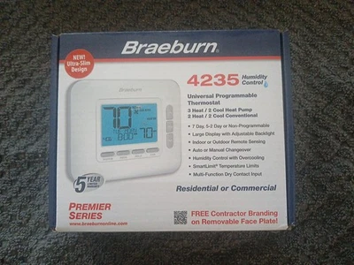 Программируемый термостат Braeburn 4235 3H/2C контроль влажности конвектор/тепловой насос. - Изображение 1 из 4