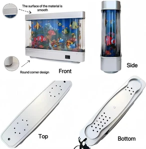 Fake Fish Tank Lamp Moving Aquarium Night Light Virtual Ocean Effect 80S Retro - Picture 1 of 9