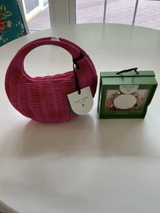 TWO NWT KATE SPADE TARGET X PINK RED POLKA DOT BAG AND CHARM BRACELET - Picture 1 of 11