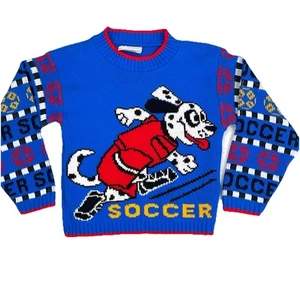 Vintage Hot Cashews Boys Sweater Soccer Dalmatian Blue Made USA Size S Or 3T - 5 - Picture 1 of 18
