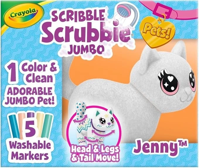 Scribble Scrubbie Jumbo, Grande Posable Animal Juguete Gato para Niñas y Niños, 6 Pulgadas Foto 1 de 4