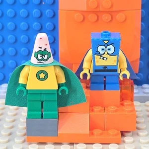 LEGO LOTTO DI 2 MINIFIGURE SPONGEBOB PATRICK STAR E SPONGEBOB SUPER HERO OUTFIT - Foto 1 di 5