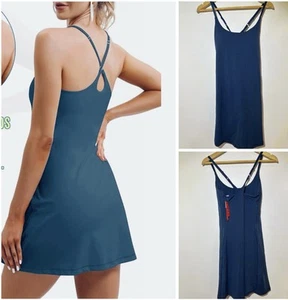 Ewedoos Tennis Sport Dress Built-in Bra & Shorts Teal Athletic Size Medium NEW! - Picture 1 of 10