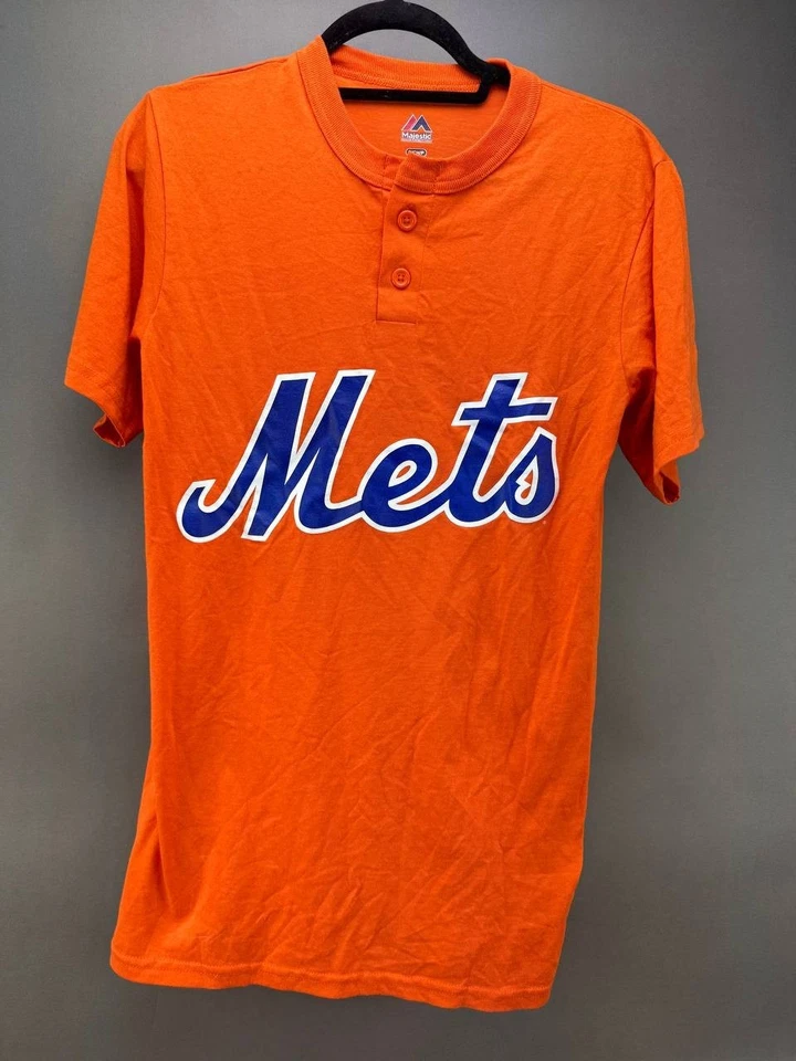 Camisa de beisebol manga curta laranja Majestic New York Mets tamanho P - Imagem 1 de 4