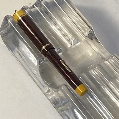 Gold Bond Wood Grain W/Butterscotch Bakelite Mini Lever Fountain Pen 14kt Nib - Image 1 of 4