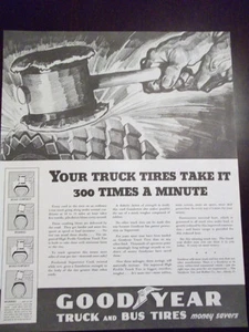 1936 Goodyear LKW und Bus Reifen Quetschschläge Werbung - Bild 1 von 1