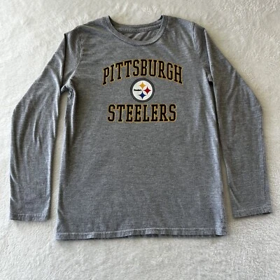 Camiseta NFL Pittsburgh Steelers infantil masculina M 10/12 cinza manga longa futebol - Imagem 1 de 4