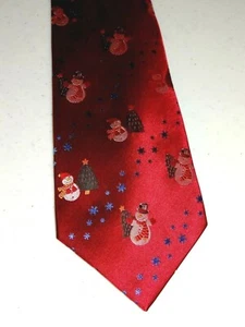 Corbata de cuello de seda para hombre muñeco de nieve vacaciones árbol de Navidad saludos americanos - Imagen 1 de 6