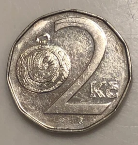 1993 CZECHOSLOVAKIA 2 KORUN VERY NICE CIRC COLLECTOR COIN! - Picture 1 of 2