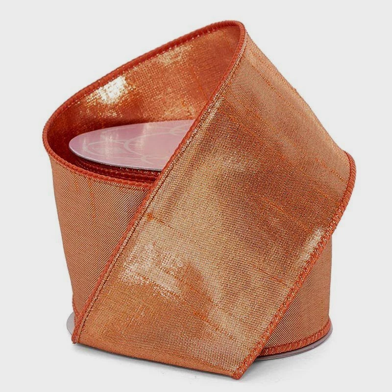 6.5Yd  Dupioni Wired Ribbon Copper Metallic, 2.5" wide - Image 1 of 1