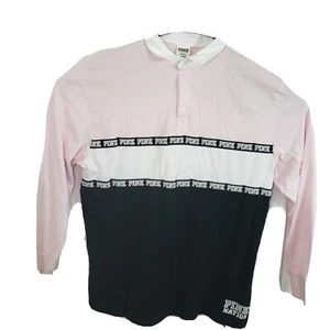 Polo donna Victoria Secret Pink Nation taglia media rosa manica lunga spellout - Foto 1 di 5