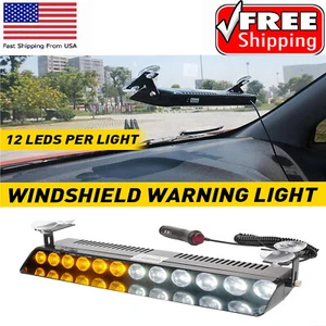 Amber/White LED Traffic Advisor Emergency Strobe Warning Hazard Light Windshield - Picture 1 of 14