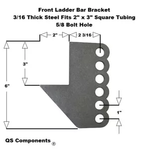 Front Ladder Bar Bracket Fits 2" x 3" Crossmember 5/8 Hole 3/16 Steel - Picture 1 of 1