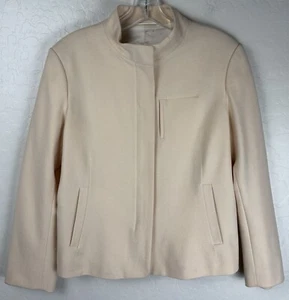 JIL SANDER Felted Wool Bomber Jacket DE38 US8 Cream Made in Italy Pockets 1131 - Picture 1 of 10