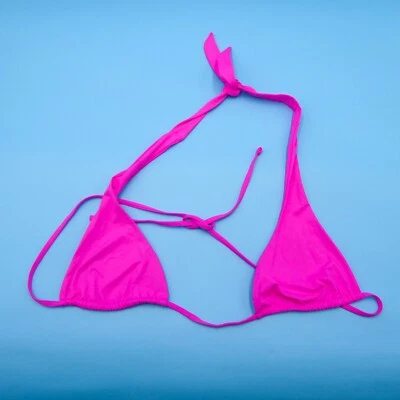 Frankies бикини средний розовый треугольник с бретелью через шею роза погружения бикини верхний купальный костюм новый - Изображение 1 из 4