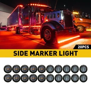 20X 3/4" 12V Marker Lights LED Truck Trailer Round Side Bullet Light Amber Red - Picture 1 of 22