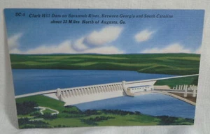 Clark Hill Dam on Savannah River Georgia S.C. cartolina d'epoca mai usata. - Foto 1 di 2