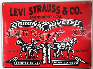 Levi Strauss Red Label Metal Sign - Picture 1 of 1
