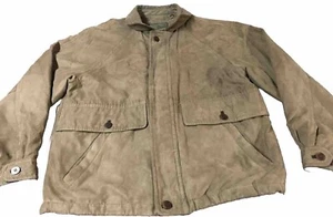 Rainforest RFT Jacket Mens Large Brown Faux Suede Leather Zip Up Faded Bomber - Picture 1 of 21