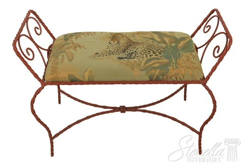 59605EC: Iron Twist Vanity Bench w. Leopard Upholstery Cover