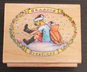 Winnie the Pooh Christmas Rubber Stamp Christopher Robin All Night Media 724E - Picture 1 of 14