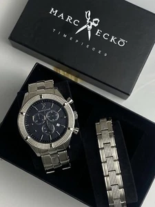 RARE Vintage Men's Marc Ecko The Saber Chronograph Set Silver Watch M22504G3 - Picture 1 of 8