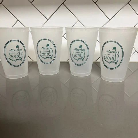 Masters Golf Tournament 2018 Plastic Cups Set of FOUR Augusta National Golf Club Cover
