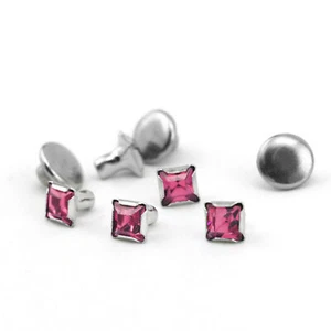 Remaches de cristal checos ImpressArt, cuadrados, piedra de nacimiento - turmalina rosa, paquete de 50 - Imagen 1 de 1