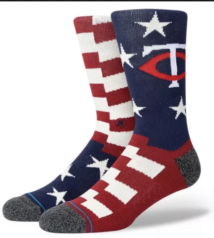 Men’s STANCE Minnesota Twins Brigade Crew Socks USA Salute Size 9-13 Large Cover