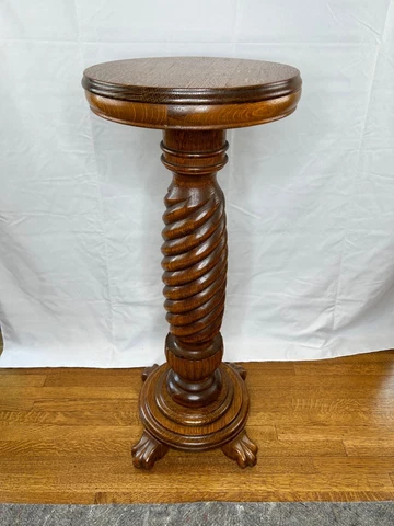 Oak Carved Quartersawn Twist Pedestal Plant Stand Horner?#2 Cover
