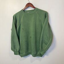 Vintage 60s 70s Faded Blank Raglan Sweatshirt Green Size M Thrashed