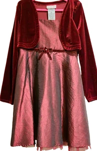 GIRLS SZ 6X L/S BURGUNDY SPECIAL OCCASION DRESS + HANDBAG bySWEETHEART ROSE ~EUC - Picture 1 of 11