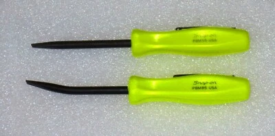 NEW Snap-On POCKET PRY BAR SET ~ STRAIGHT & BENT BLADE PBMB5 *HI-VIZ HANDLES* 5" - image 1 of 4