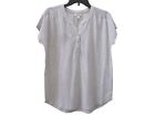 Nwt Style & Co Oatmeal Heather Linen Blend Henley Short Sleeve Shirt M