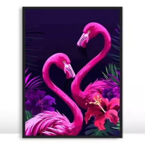 Moonow7 Flamingo Wall Art Prints, Tropical Bird Poster, Boho Decor, Unframed - Picture 1 of 15