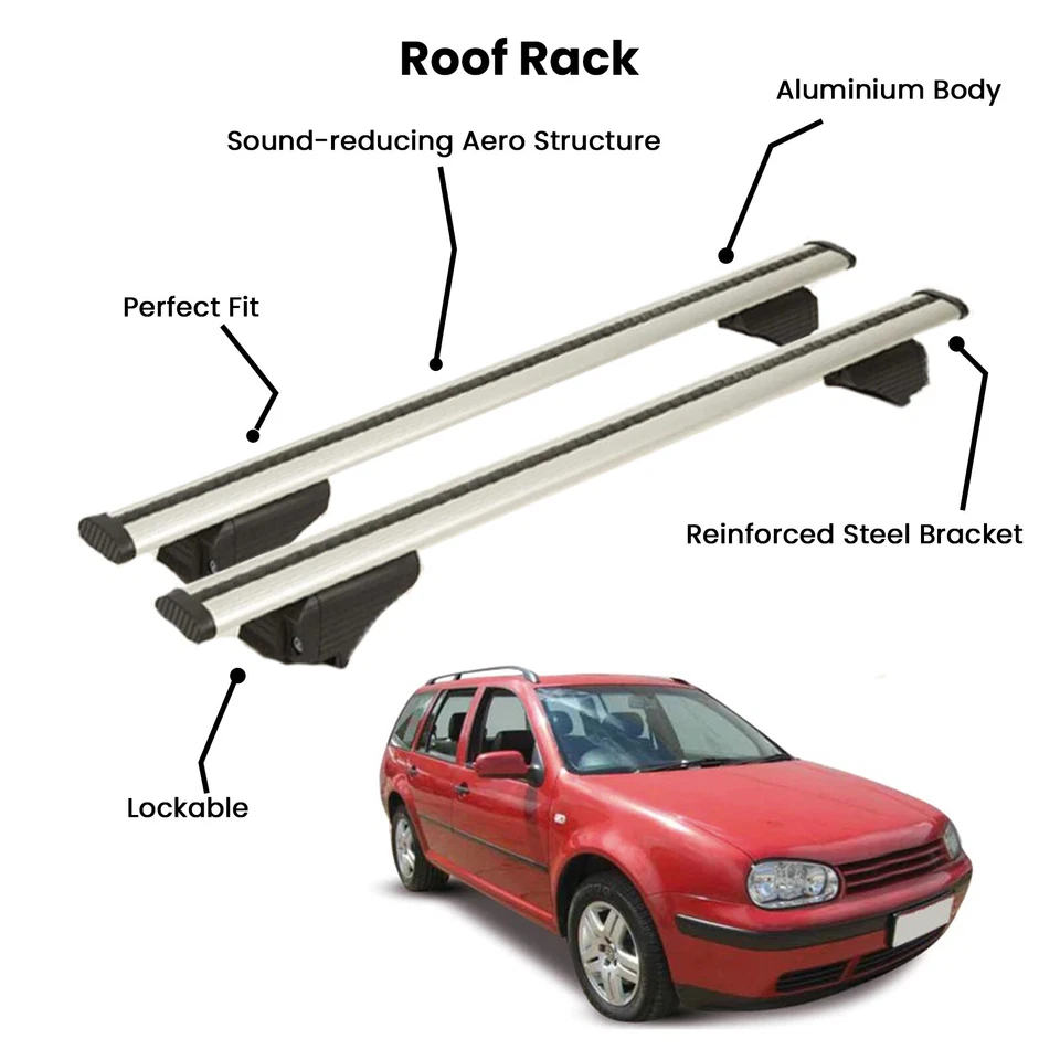 2 piezas barras transversales plateadas para VOLKSWAGEN GOLF HB 5D 1998-2003 Foto 1 de 4