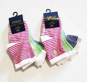 6 Polo Ralph Lauren Infant Girls St James Stripe Crew Socks Multi Sz 18-24M-New - Picture 1 of 1