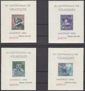 VELAZQUEZ **1344/1347 - AÑO 1961 - HOJAS BLOQUE SIN DENTAR MISMA NUMERACION MNH - Bild 1 von 1