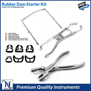 Rubber Dam Endodontic Kit Brinker Clamps Ainsworth Forceps Light Ivory Frame - Picture 1 of 5
