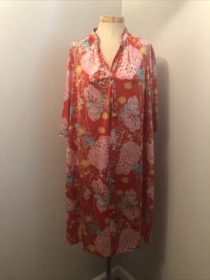 Vestido plumero vintage Vanity Fair sedoso de nailon coral floral 34 S/M Foto 1 de 4