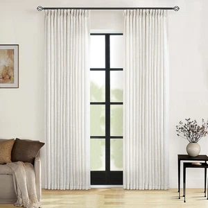 90 Zoll Pinch Plissee Leinen Vorhänge 2 Panel Set für Wohnzimmer Creme Natura... - Bild 1 von 9