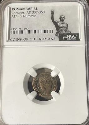 ROMAN IMPIRE CONSTANS AD 337-350 AE4 (NUMMUS B1)- AU- NGC Foto 1 de 4