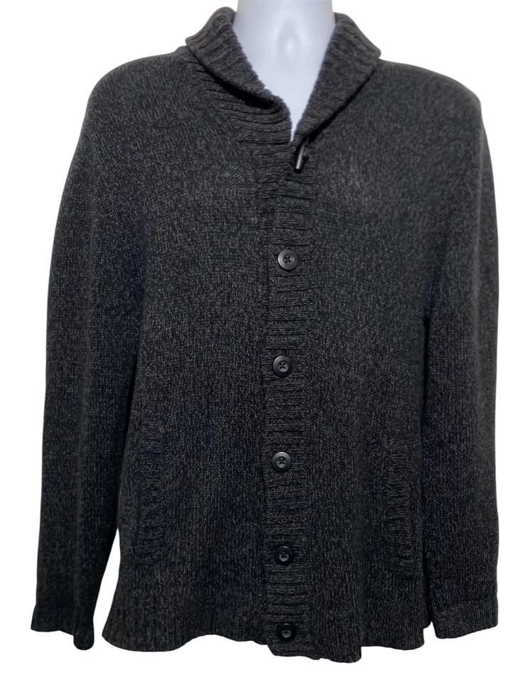Cárdigan suéter Urban Pipeline para hombre grande gris cuello chal botón delantero tejido Foto 1 de 4