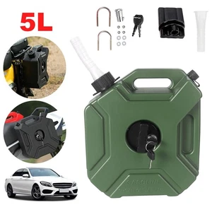 with Lock Motorcycle Container Gas Spare Black Gas Can New Tank Fuel Gas 5L ~ - Picture 1 of 12