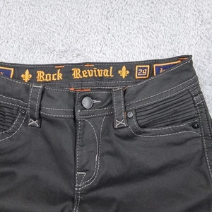 Rock Revival Jeans Herren 29 Schwarz Slim Skinny Straight Low Rise Dicke Nähte - Bild 1 von 15