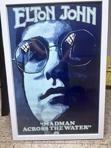 1971 ORIGINAL ELTON JOHN ‘ MADMAN ACROSS THE WATER ‘ POSTER VINTAGE EX COND - Picture 1 of 9