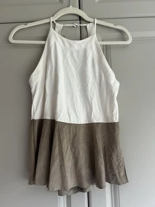 Zara halter neck Low Back Peplum Top Ribbed A Suede Like Cream Nude, Size Large - Picture 1 of 5
